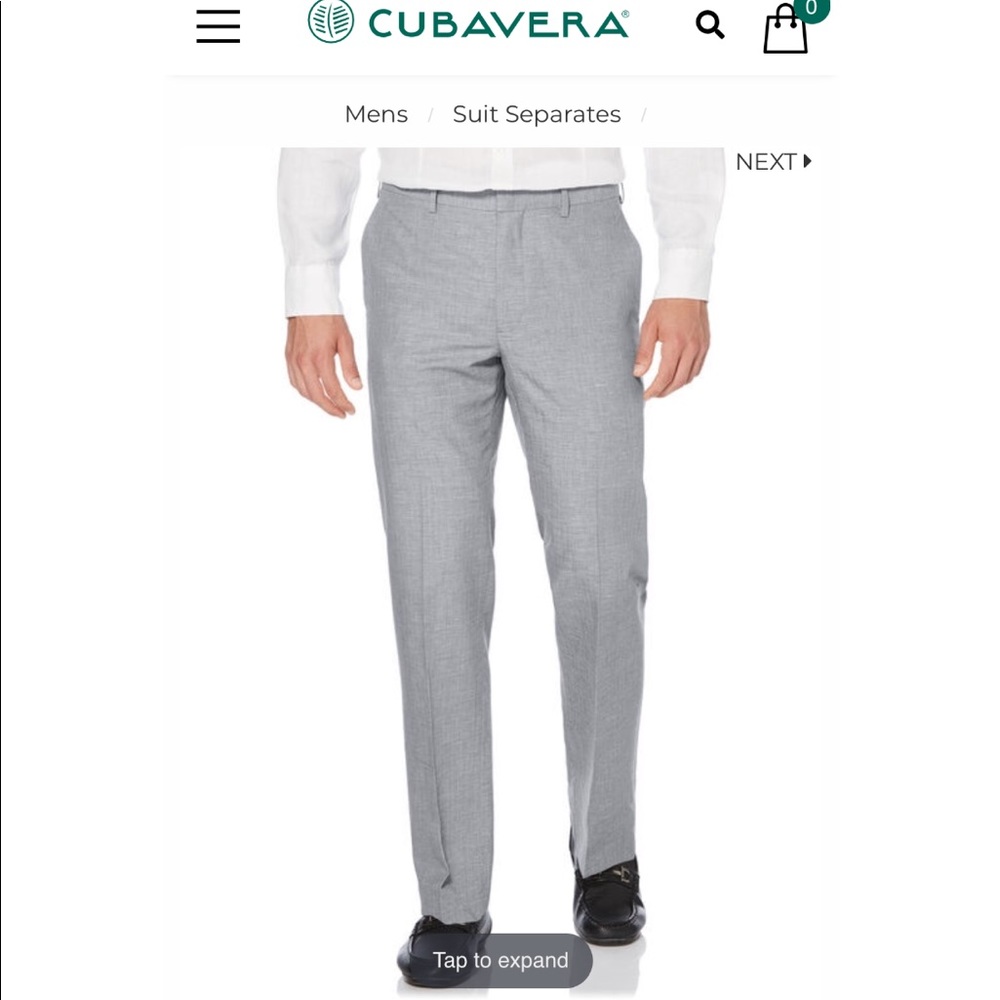 Cubavera Cotton Linen Herringbone Flat Front Pant